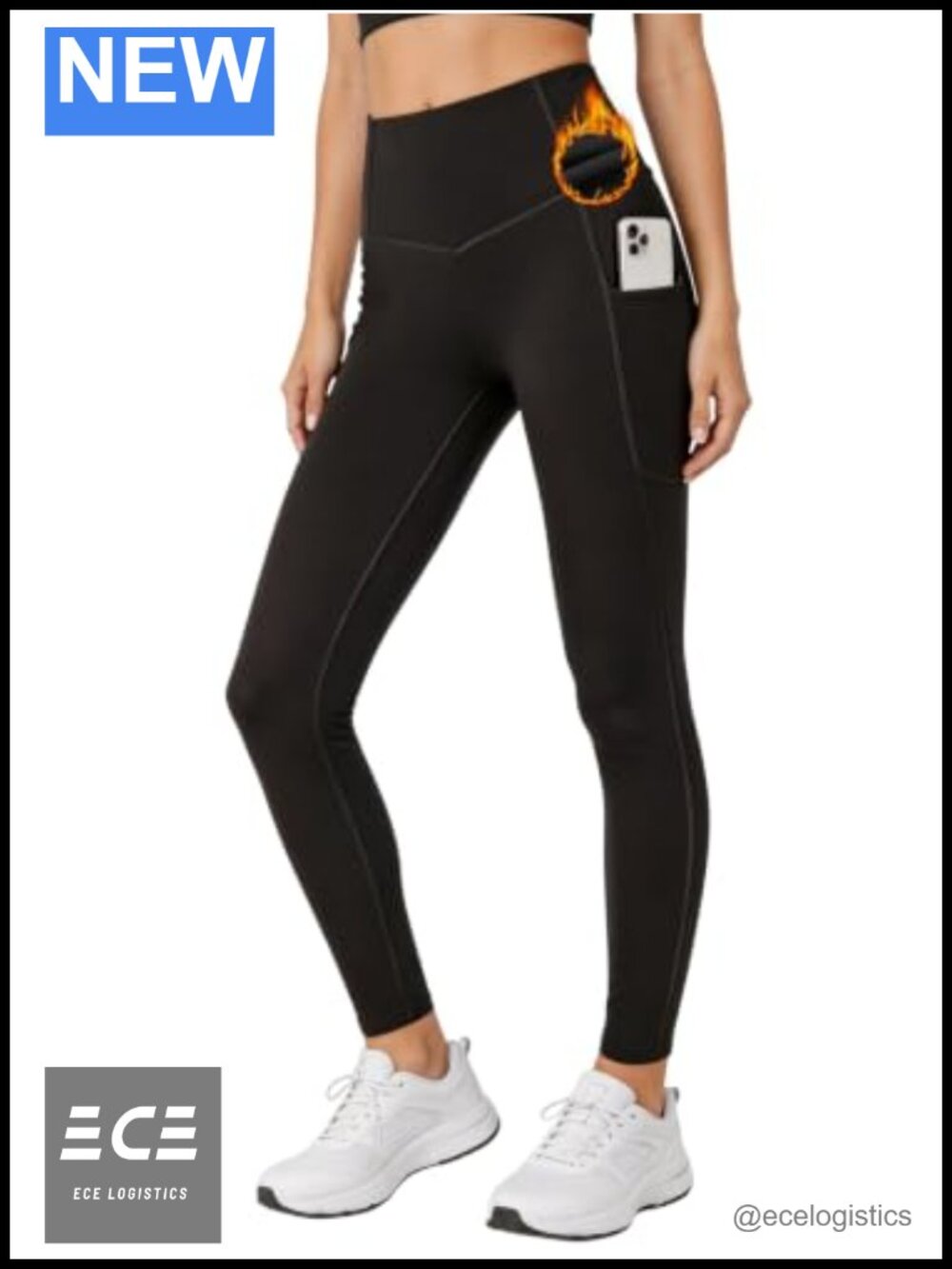 Fleece Lined Leggings High Waisted Thermal Winter Pants Side Pockets
